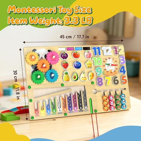 9-in-1 Montessori Busy Board Wooden Magnetic Maze Toy for 3+ Year Old Gift in Kuwait