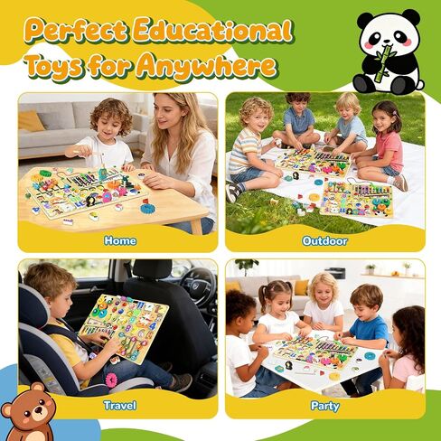 9-in-1 Montessori Busy Board Wooden Magnetic Maze Toy for 3+ Year Old Gift in Kuwait