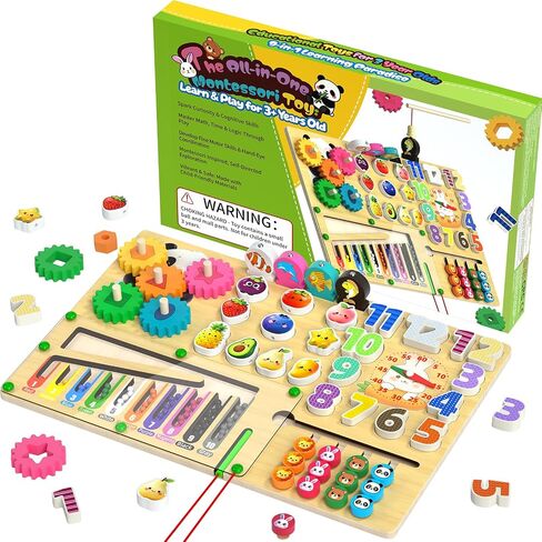 9-in-1 Montessori Busy Board Wooden Magnetic Maze Toy for 3+ Year Old Gift in Kuwait