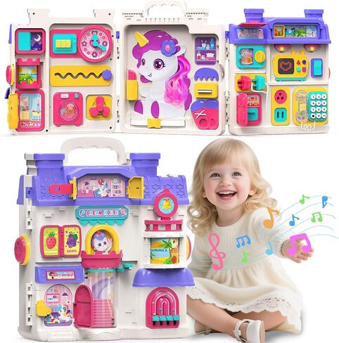 ELFJOY Montessori Toy for 1 Year Old Girl Gift, Montessori Busy Board for 1-2 Year Old, 56+ Bilingual Early Educational Learning Toddler Baby Girl Toys, First Birthday Gift for Little Girls in Saudi Arabia