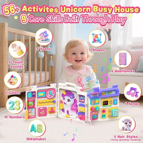 ELFJOY Montessori Toy for 1 Year Old Girl Gift, Montessori Busy Board for 1-2 Year Old, 56+ Bilingual Early Educational Learning Toddler Baby Girl Toys, First Birthday Gift for Little Girls in Saudi Arabia