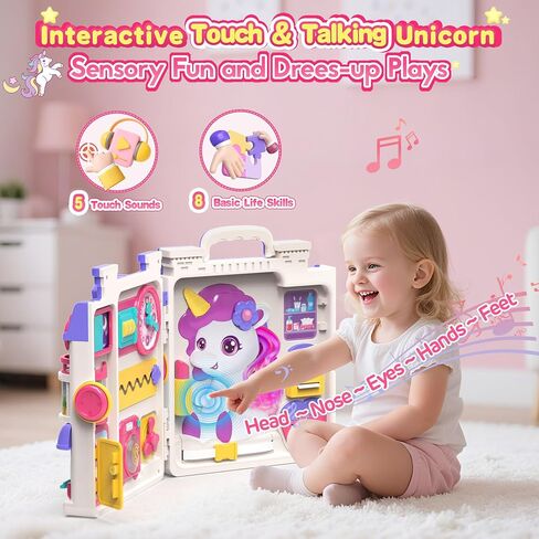 ELFJOY Montessori Toy for 1 Year Old Girl Gift, Montessori Busy Board for 1-2 Year Old, 56+ Bilingual Early Educational Learning Toddler Baby Girl Toys, First Birthday Gift for Little Girls in Saudi Arabia