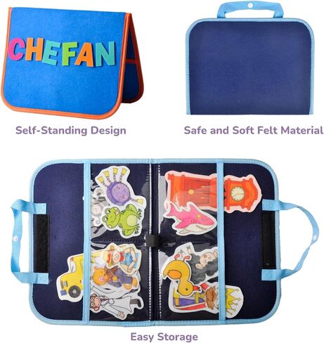 CHEFAN 2 Pack Felt Board for Kids, Blue Storage Bags, Travel Storyboard in Kuwait