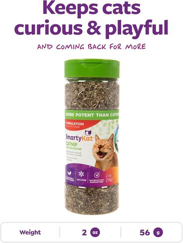 SmartyKat Catnip & Silvervine Cat Attractant, Stimulating Positive Training Aid in a Resealable Shaker Canister, 2 Ounces (Pack of 2) in Saudi Arabia