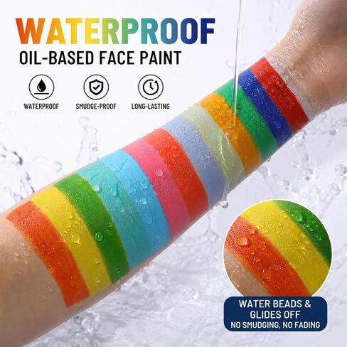 36 Colors Face Body Paint Palette with 11 UV Reactive Shades, Oil-Based Large Black & White Face Painting Kit for Halloween FX Cosplay Party Costume Festival Stage Art Makeup Full Size 6.5oz in Kuwait
