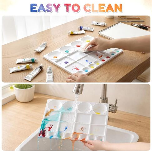 20-Well Paint Palette, Plastic Mixing Tray for Watercolor, Acrylic, Gouache in Kuwait