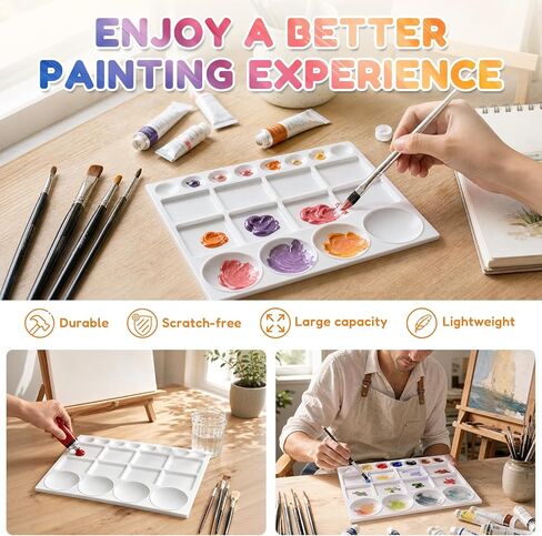20-Well Paint Palette, Plastic Mixing Tray for Watercolor, Acrylic, Gouache in Kuwait