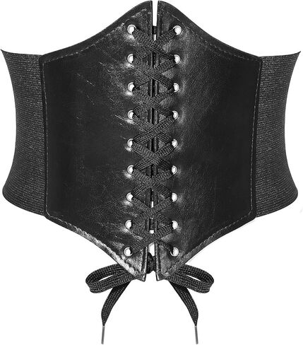 HIQUACC Corset Elastic Waist Belt for Women, Elastic Costume Cinch Waspie Corset Belt Bustiers Lace-up for Dress in Kuwait
