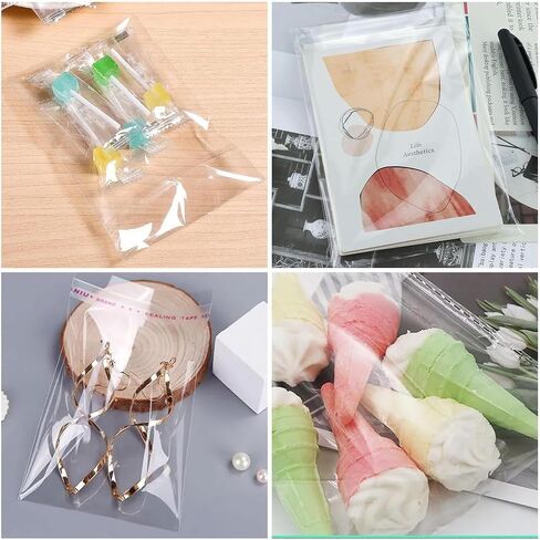 LonlyEagle 200 Pcs 5-1/2'' x 7-1/2'' Self Sealing Cellophane Bags，Clear Cellophane Cello Bags，Fit 5 X 7 Inch Cards Photos，A6 A7 Envelopes Candy，Self Adhesive for Packaging Gifts,Cookies in Kuwait