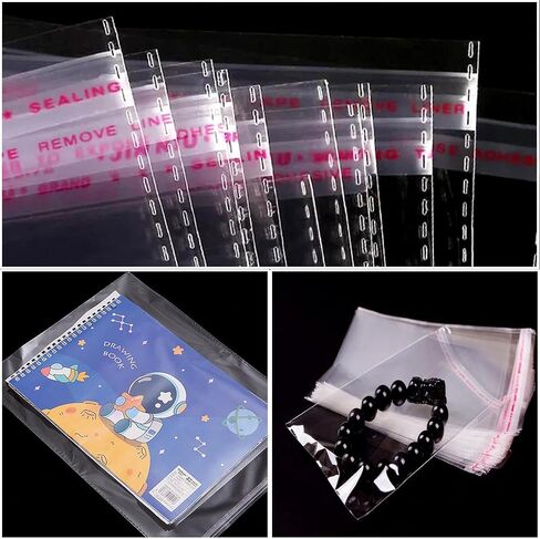 LonlyEagle 200 Pcs 5-1/2'' x 7-1/2'' Self Sealing Cellophane Bags，Clear Cellophane Cello Bags，Fit 5 X 7 Inch Cards Photos，A6 A7 Envelopes Candy，Self Adhesive for Packaging Gifts,Cookies in Kuwait