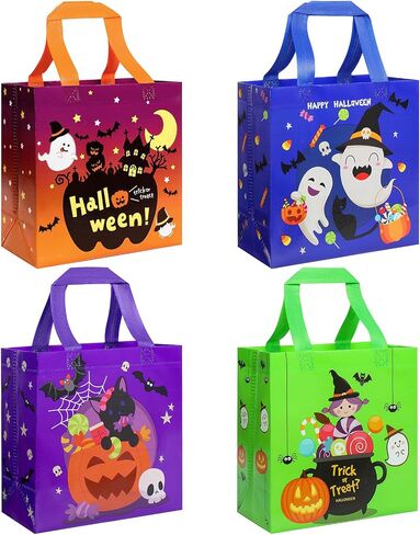 GOMANCHE 4 Pcs Halloween Treat Bags with Handle, 8.6 x 9.1 x 4.3 inch in Saudi Arabia