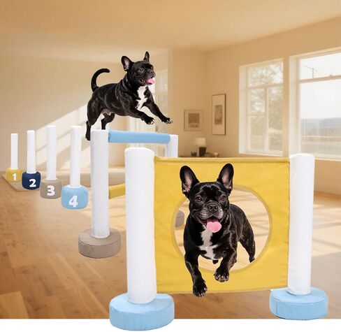 3 in 1 Puppy Agility Training Equipment Set, Portable Dog Obstacle Course Starter Kit for Indoor Outdoor Use in Kuwait