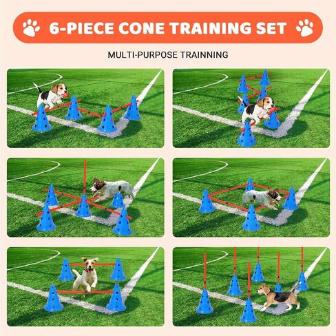 Jojoka Dog Agility Cone Hurdle Set, 12 Cones & 6 Rods in Kuwait