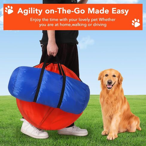 CuisinSmart Dog Agile Course Backyard Set, Dog Obstacle Course Backyard with 2-Set Agility Hurdle,Jump Ring, Tunnel, Pause Box, 8 Weave Poles, Toy Balls & Portable Storage Bags,Dog Agility Equipment in Kuwait