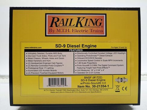 MTH RAILKING BNSF SD-9 Diesel Engine W/Proto-Sound 3 O Gauge 30-21354-1 in Saudi Arabia
