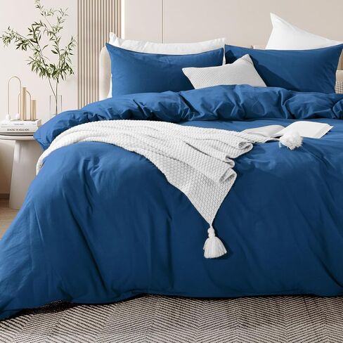 طقم غطاء لحاف NEXHOME PRO مقاس كوين من الكتان المزخرف والطبيعي العضوي بنسبة 100% من القطن المغسول غطاء لحاف تيراكوتا بني صدئ 3 قطع طقم سرير مع سحاب إغلاق، مسامي، ناعم (بدون لحاف) in Kuwait