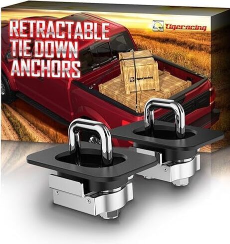 15074252 Tie Down Anchors Retractable Truck Bed Top Side D Ring - All Metal 3000 LBS Capacity (2 Pieces) in Saudi Arabia