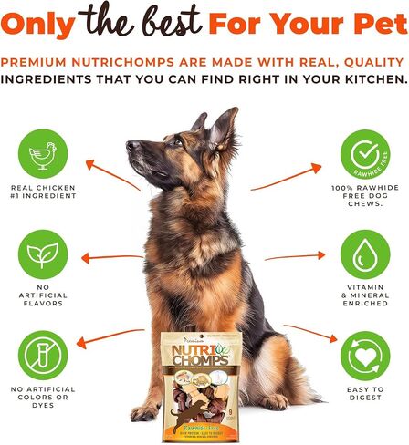NutriChomps Rawhide-Free Dog Chews, 4 in Knots, Chicken, PB, Milk, 9 ct in Kuwait