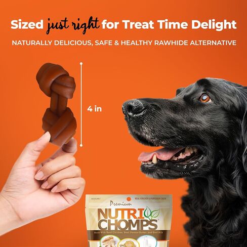 NutriChomps Rawhide-Free Dog Chews, 4 in Knots, Chicken, PB, Milk, 9 ct in Kuwait