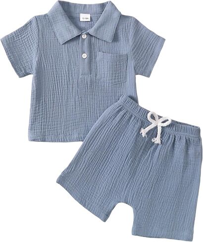 Toddler Boys Clothes Baby Boy Outfit Summer Shirt Little Boy Shorts Set Cotton Clothes for Boys in Kuwait