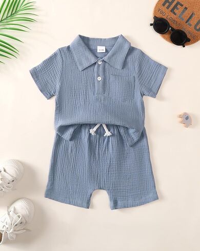 Toddler Boys Clothes Baby Boy Outfit Summer Shirt Little Boy Shorts Set Cotton Clothes for Boys in Kuwait