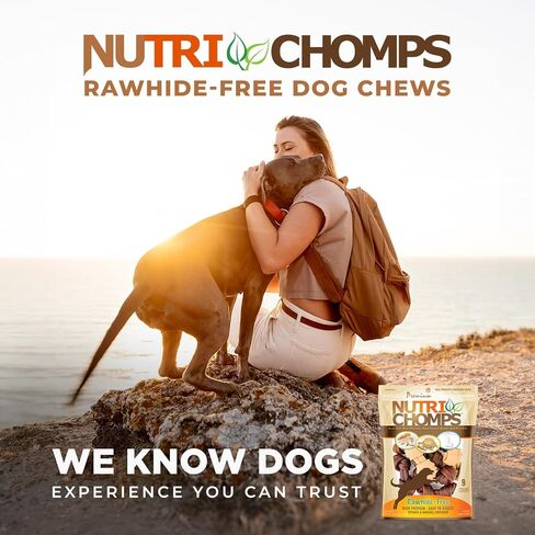NutriChomps Rawhide-Free Dog Chews, 4 in Knots, Chicken, PB, Milk, 9 ct in Kuwait