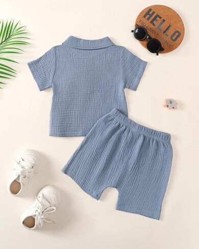 Toddler Boys Clothes Baby Boy Outfit Summer Shirt Little Boy Shorts Set Cotton Clothes for Boys in Kuwait