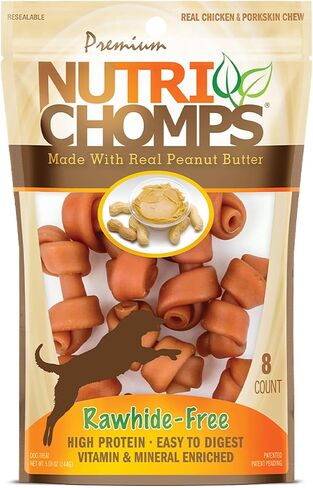NutriChomps Rawhide-Free Dog Chews, 4 in Knots, Chicken, PB, Milk, 9 ct in Kuwait