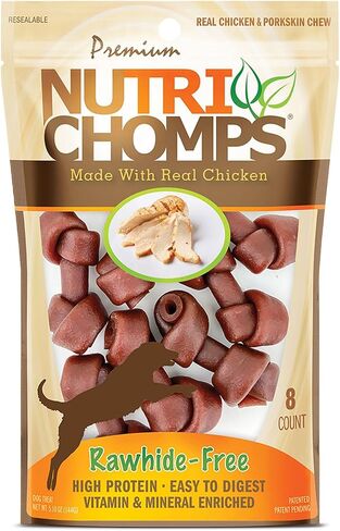 NutriChomps Rawhide-Free Dog Chews, 4 in Knots, Chicken, PB, Milk, 9 ct in Kuwait