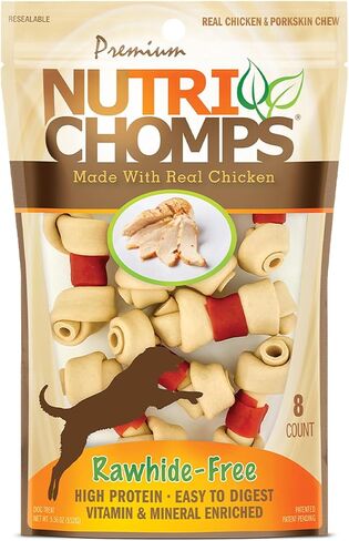 NutriChomps Rawhide-Free Dog Chews, 4 in Knots, Chicken, PB, Milk, 9 ct in Kuwait