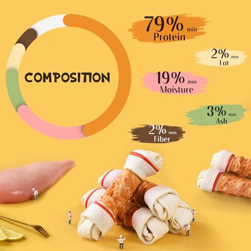 Dog Treats Chews, 6.5" Chicken Wrapped Rawhide Knotted Bones in Saudi Arabia