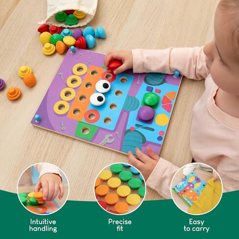 BONNYCO Button Art Toy for 2 Year Old with 50 Templates, 32 Buttons and Bag in Saudi Arabia
