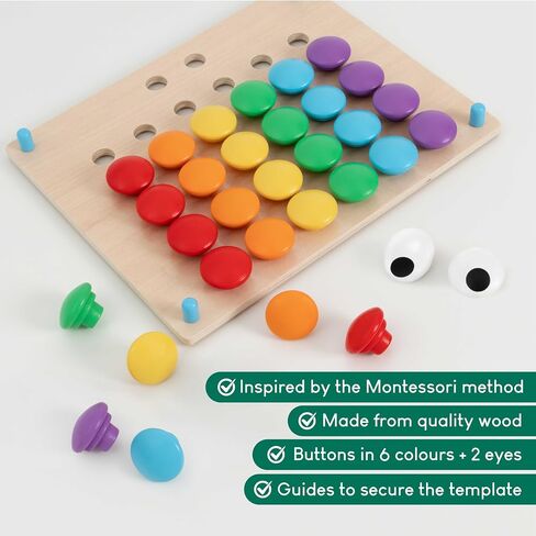 BONNYCO Button Art Toy for 2 Year Old with 50 Templates, 32 Buttons and Bag in Saudi Arabia