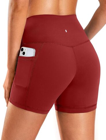 Soothfeel Women's High Waist Yoga Shorts with Side Pockets Tummy Control Running Gym Workout Biker Shorts for Women 5" /3" in Kuwait