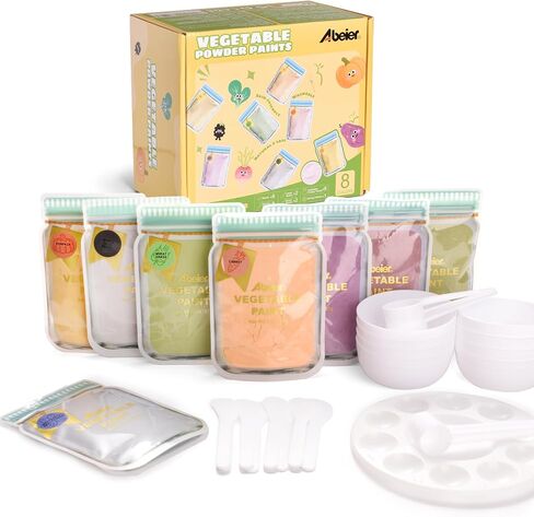 ABEIER Washable Finger Paint Powder 8 Colors Baby Safe Non-Toxic Ages 1-6+ in Kuwait