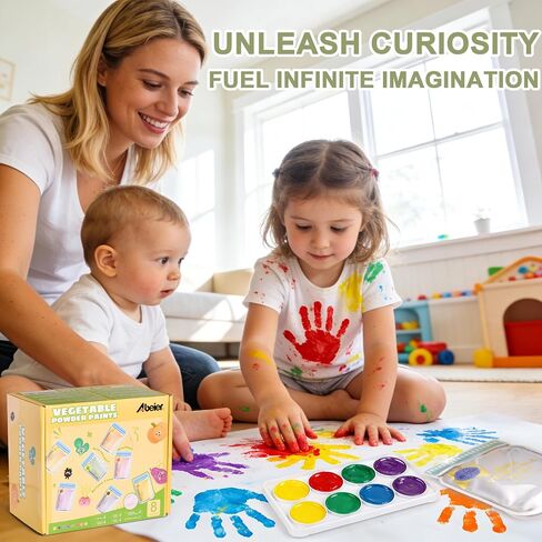 ABEIER Washable Finger Paint Powder 8 Colors Baby Safe Non-Toxic Ages 1-6+ in Kuwait
