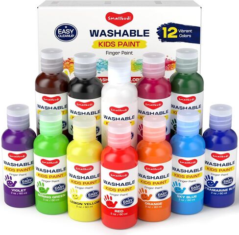 Smallbudi 12 Colors Washable Finger Paint Set for Kids 2 oz/60 ml in Kuwait