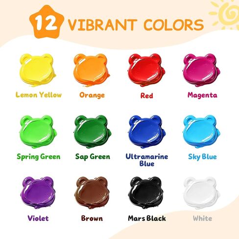 Smallbudi 12 Colors Washable Finger Paint Set for Kids 2 oz/60 ml in Kuwait