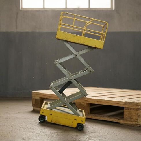 Construction Vehicle Miniature Lift Model Scale Vehicle Diorama Equipment Resin Detail Hand Finished Industrial Surface with Crossed Arm Mechanism and, Yellow, New in Saudi Arabia