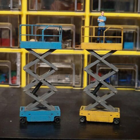 Construction Vehicle Miniature Lift Model Scale Vehicle Diorama Equipment Resin Detail Hand Finished Industrial Surface with Crossed Arm Mechanism and, Yellow, New in Saudi Arabia