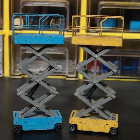 Construction Vehicle Miniature Lift Model Scale Vehicle Diorama Equipment Resin Detail Hand Finished Industrial Surface with Crossed Arm Mechanism and, Yellow, New in Saudi Arabia