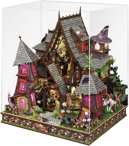 3D Wooden LED Magic Castle Building Kit 400+Pcs with Dust Cover DIY Fairy in Kuwait