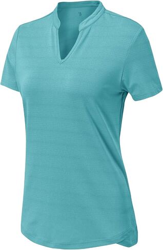 BASUDAM Women's Golf Polo Shirts V-Neck Short Sleeve Collarless Tennis Running T-Shirts Quick Dry in Kuwait