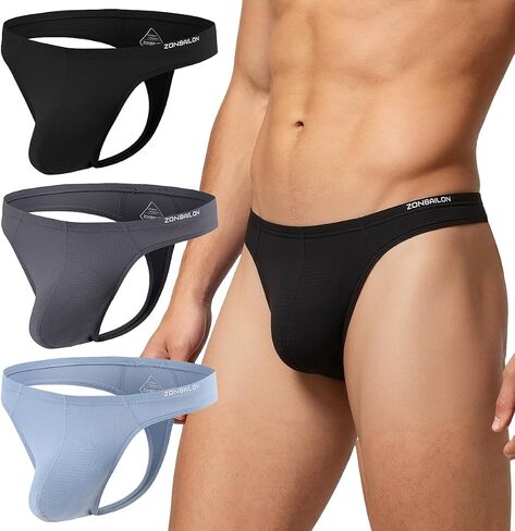 ZONBAILON Men's Thong and G String T-Back Low Rise Bulge Pouch Underwear in Saudi Arabia