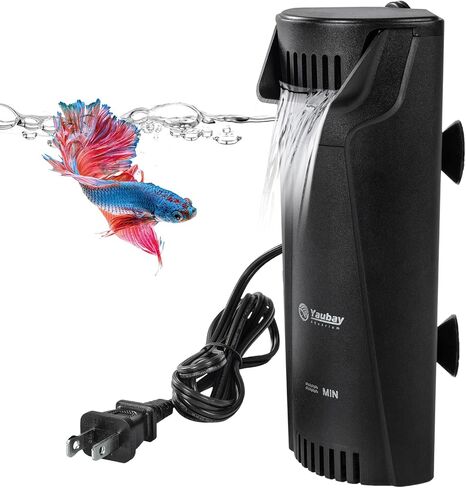 Yaubay Quiet Internal Aquarium Filter, 3-Stage Bio-Filtration Low-Level Waterfall Small Power Filter with Protective Grate for Up to 10 Gallon Fish Turtle Shrimp Tank Filtration (Filter) (Filter) in Saudi Arabia