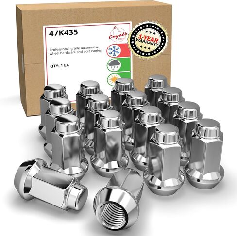 Wheel Accessories Parts Set of 16 Chrome 3/8 ATV Lug Nuts 17mm Hex Cone Seat - Fits Polaris Ranger 400, Ranger 500, Ranger 570, Ranger RZR 800, Ranger RZR XP 900, RZR 570 (Chrome, 3/8"-24) in Kuwait