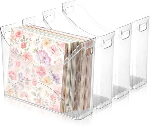 6 Pack Scrapbook Paper Storage with Handle Clear Vinyl Sheets Storage Bins Organizer Plastic Scrapbook Paper Holder for 12x12 Inch Craft Papers Book Cardstock Files Magazines Documents in Kuwait