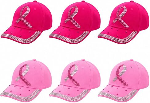 Newcotte 6 Pcs Breast Cancer Awareness Vintage Baseball Cap Gifts Embroidered Breast Cancer Hats for Women Hope Pink Ribbon Hats in Kuwait