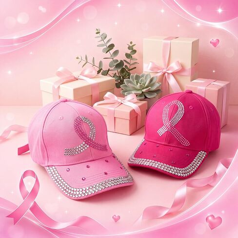 Newcotte 6 Pcs Breast Cancer Awareness Vintage Baseball Cap Gifts Embroidered Breast Cancer Hats for Women Hope Pink Ribbon Hats in Kuwait