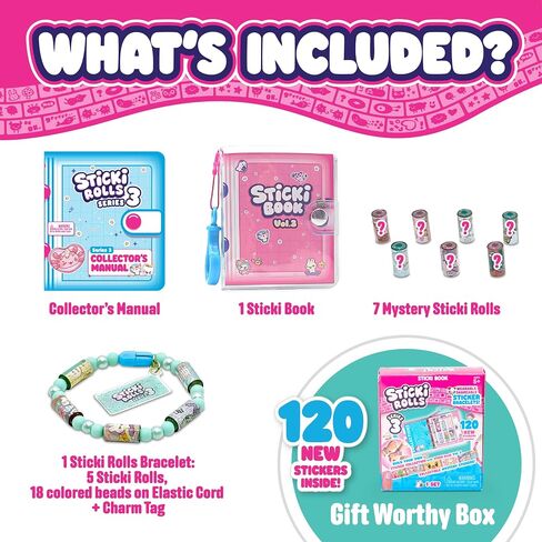 Sticki Rolls Sticker Book Toy Bracelet - 120 Holographic Stickers in Kuwait